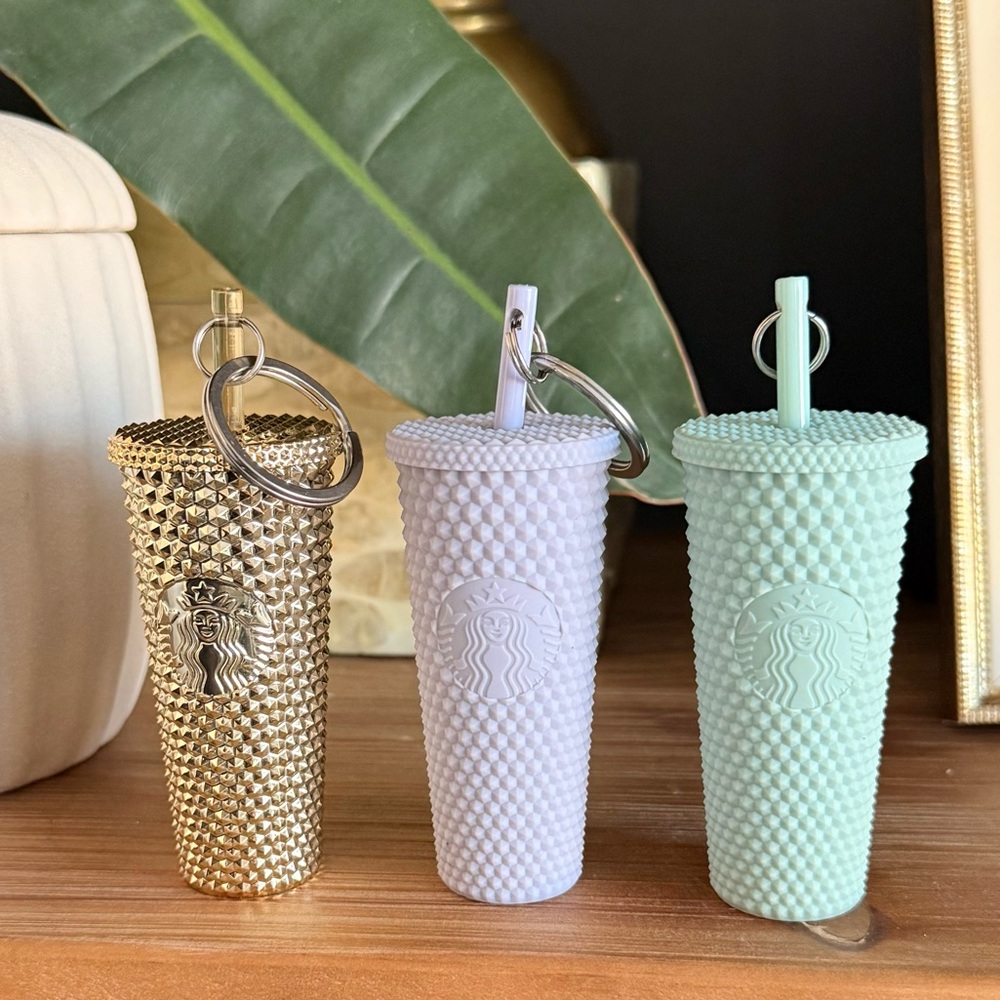 Lot of 3 Starbucks Studded Tumbler Keychains